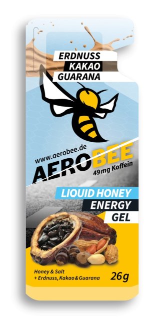 Żel energetyczny miodowy płynny z orzechami ziemnymi kakao i guaraną AeroBee Liquid Peanut Kakao Guarana 26g