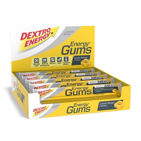 Dextro Energy Energy Gum Lemon + Sodium gumy energetyczne o smaku cytrynowym z sodem 45g