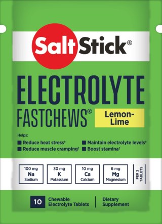SaltStick Electrylote FastChews Lemon Lime saszetka 10 szt. pastylki do żucia z elektrolitami o smaku cytrynowo-limonkowym