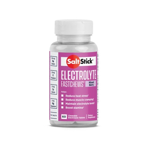 SaltStick Electrylote FastChews Mixed Berry butelka 60 szt. pastylki do żucia z elektrolitami o smaku malinowo-jagodowym