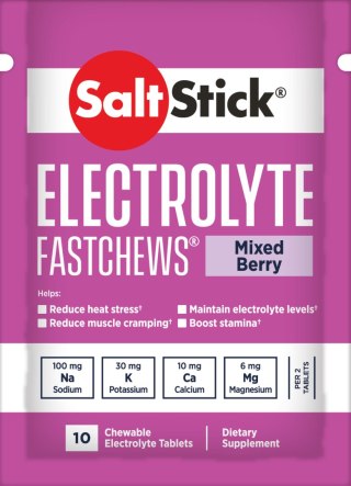 SaltStick Electrylote FastChews Mixed Berry saszetka 10 szt. pastylki do żucia z elektrolitami o smaku malinowo-jagodowym