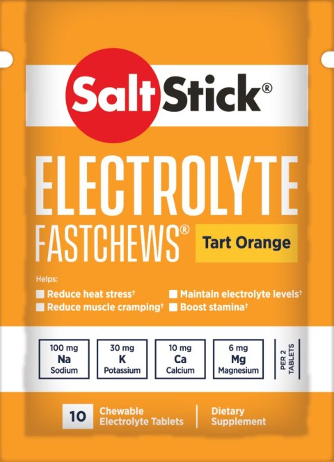 SaltStick Electrylote FastChews Tart Orange saszetka 10 szt. pastylki do żucia z elektrolitami o smaku pomarańczowym
