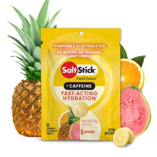 SaltStick Electrylote FastChews Tropical Twist + CAFFEINE saszetka 10 szt. pastylki do żucia