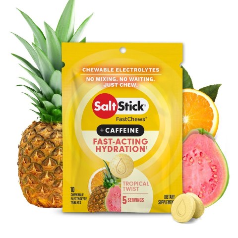 SaltStick Electrylote FastChews Tropical Twist + CAFFEINE saszetka 10 szt. pastylki do żucia