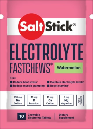 SaltStick Electrylote FastChews Watermelon saszetka 10 szt. pastylki do żucia z elektrolitami o smaku arbuzowym