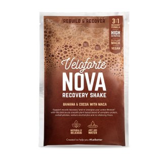 Veloforte Nova - napój regeneracyjny w proszku z białkiem i macą (banan-kakao) 67 g